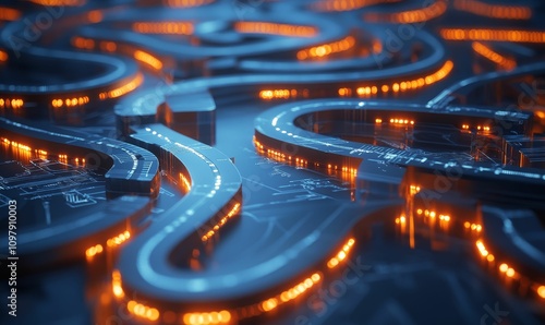 Wallpaper Mural Abstract glowing circuit board pathways. Torontodigital.ca