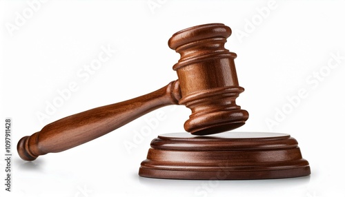 Legal Wooden Judge Gavel and Soundboard Isolated