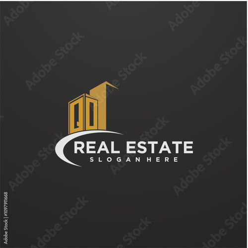 QO initial monogram logo for real estate with building style photo