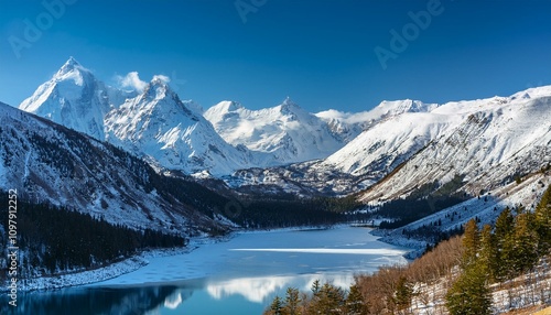 The snowy mountains stand as a testament to the beauty of the natural world. 