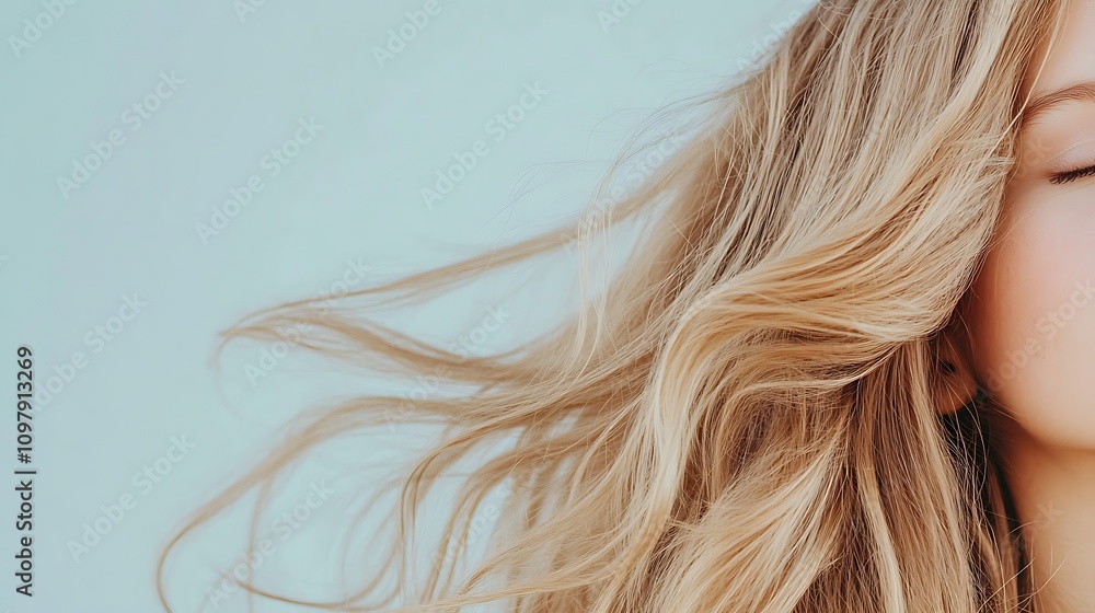 Silky Smooth Long Hair Flowing Elegantly Against a Bright White Background Silky Smooth Long Hair Flowing Elegantly Against a Bright White Background
