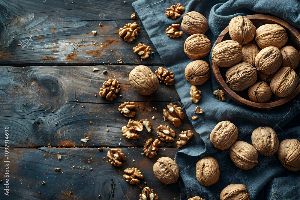 walnuts isolated on a wooden table walnuts isolated on a wooden table