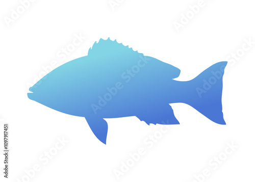 Ilustración de vida marina. Silueta aislada de mero