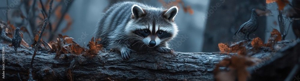 Fototapeta premium Raccoon on Log