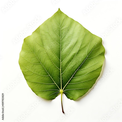 A single poplar leaf, detailed and isolated on a minimalist white canvas.





 photo