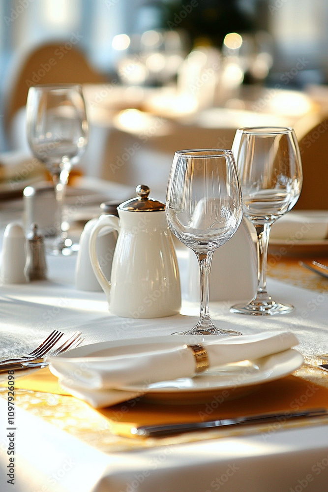 Fototapeta premium table setting in restaurant