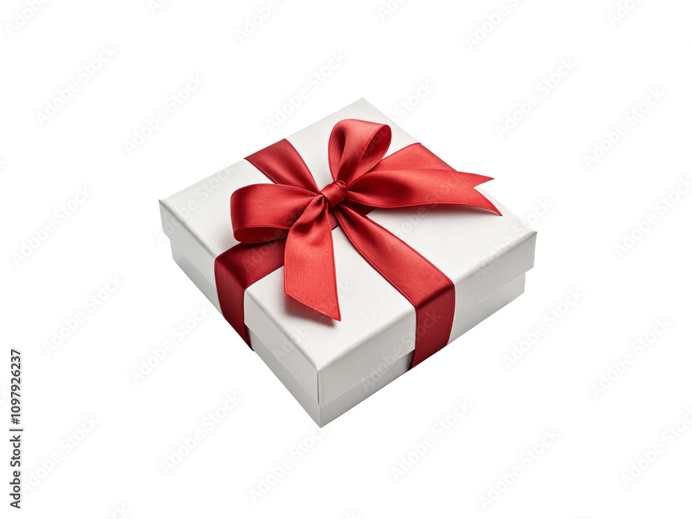 Obraz premium Gift box with red ribbon isolated on transparent 