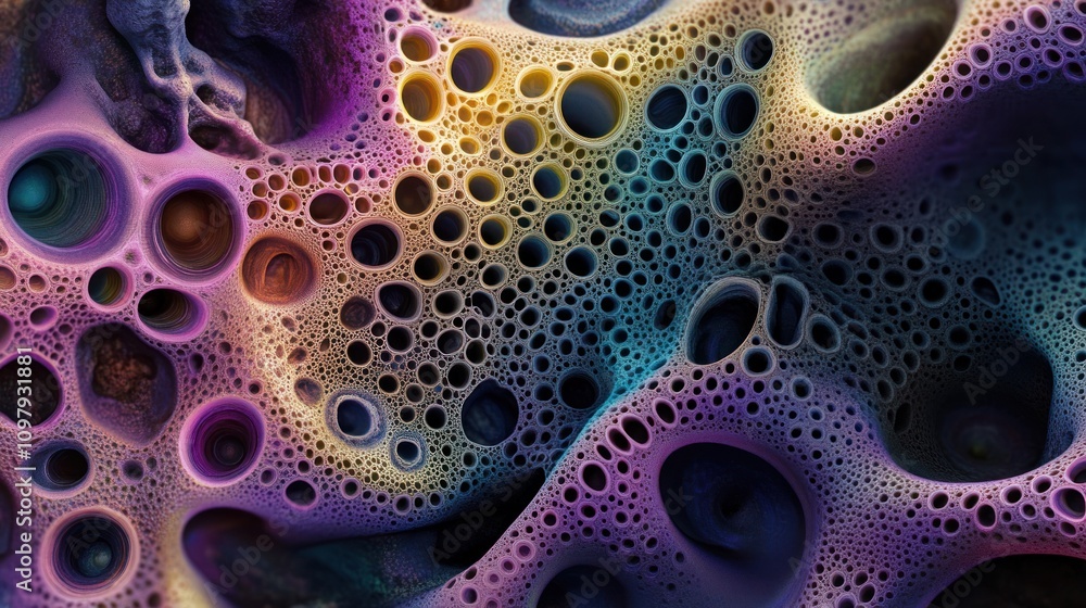 Abstract Purple and Yellow Cellular Structure: A Digital Art Exploration Abstract Purple and Yellow Cellular Structure: A Digital Art Exploration