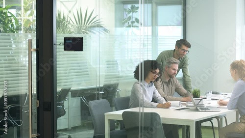 Business office with blurred people casual wear, with blurred bokeh background