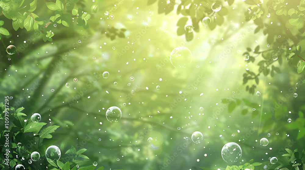 Soft Green Forest Background with Bubbles and Gentle Sunlight Filtering Through Leaves in a Dreamy Natural Atmosphere for Relaxation and Peace Soft Green Forest Background with Bubbles and Gentle Sunlight Filtering Through Leaves in a Dreamy Natural Atmosphere for Relaxation and Peace