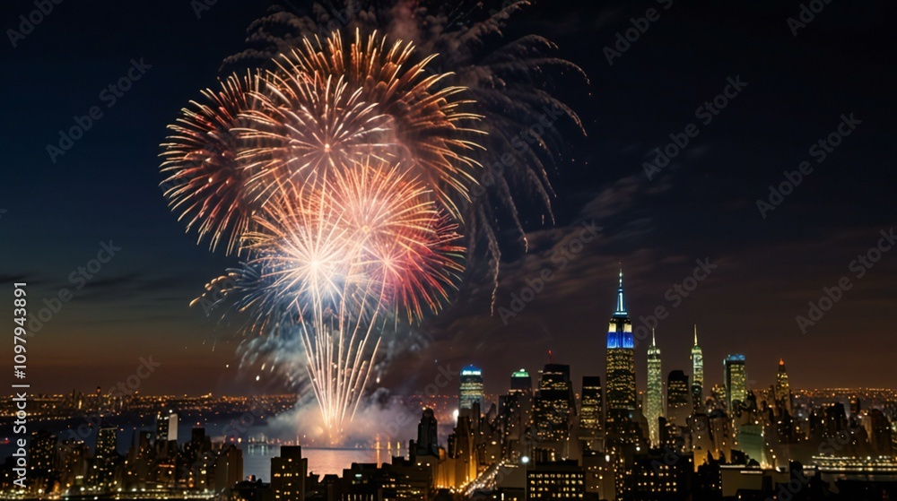 Fototapeta premium fireworks over the city