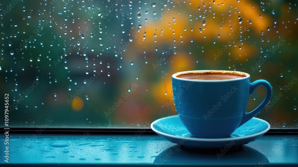 Fototapeta premium Rainy day coffee.