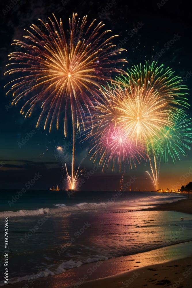 Fototapeta premium fireworks over the river