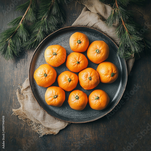 tangerines on a large platter. photo