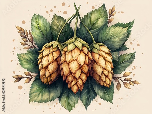 Handcrafted Hop and Barley Brewery Logo with Vintage Artisanal Flair