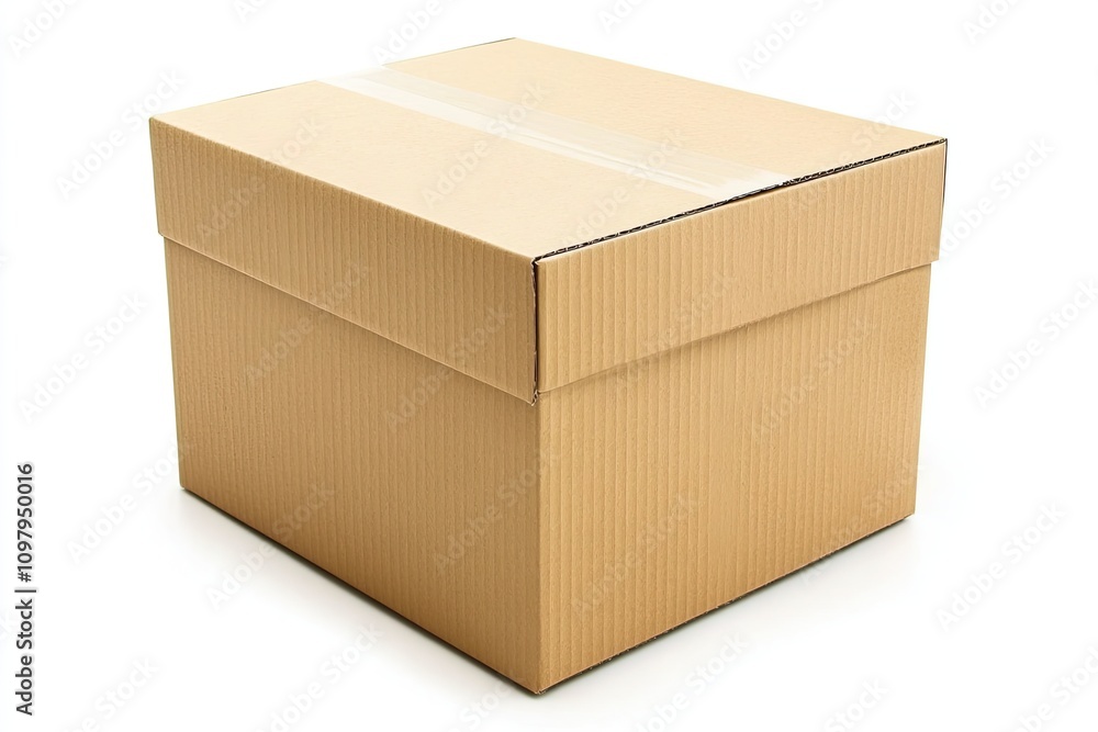 Rigid cardboard box packaging with a textured surface isolated on a white background Rigid cardboard box packaging with a textured surface isolated on a white background