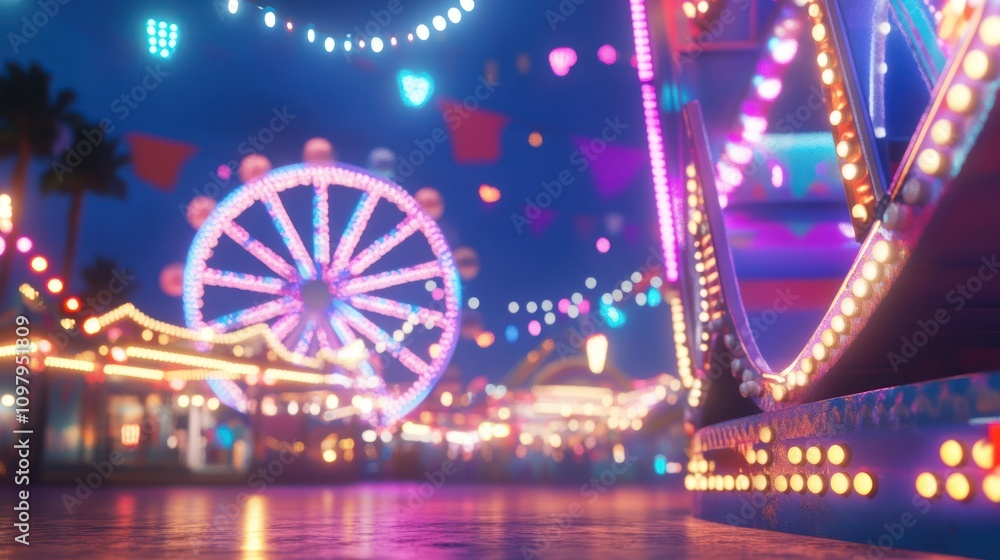 Fototapeta premium Night carnival funfair.