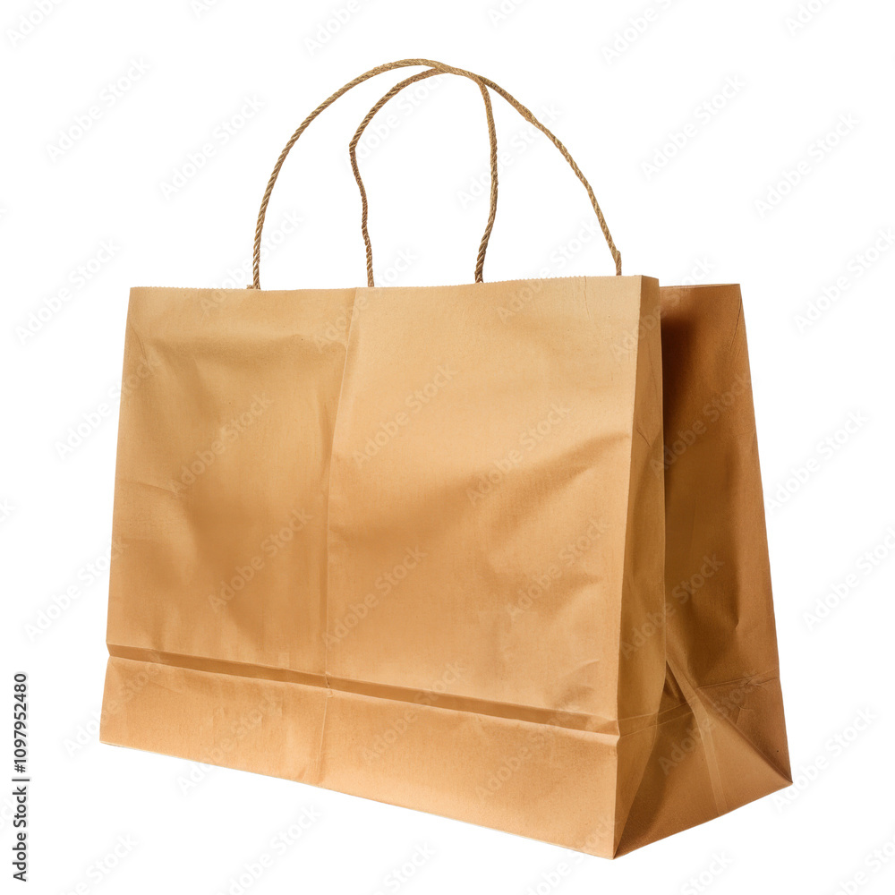 Brown paper shopping bag isolated on transparent or white background Brown paper shopping bag isolated on transparent or white background
