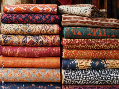 Traditional textiles handwoven with care, representing the skills and heritage of ancient cultures photo