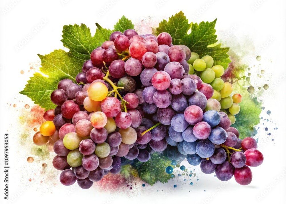 Fototapeta premium Stunning Double Exposure Grapes Clipart Design on White Background for Creative Projects, Wine Marketing, and Artistic Design Elements