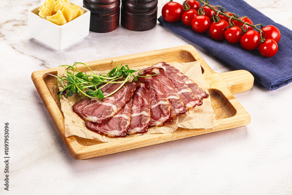 Italian pork sausage - prosciutto crudo Italian pork sausage - prosciutto crudo