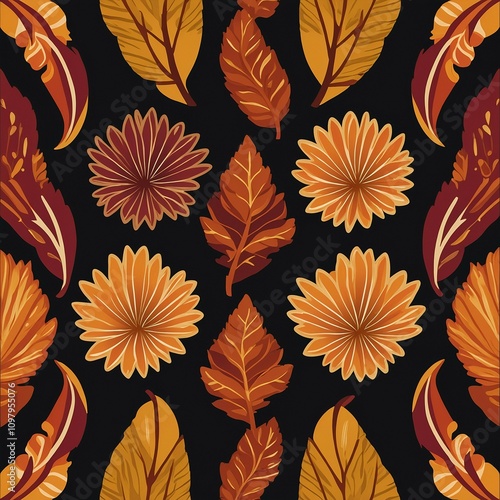 Autumn-Themed Thanksgiving Patterns with Seasonal Motifs in 300 DPI photo