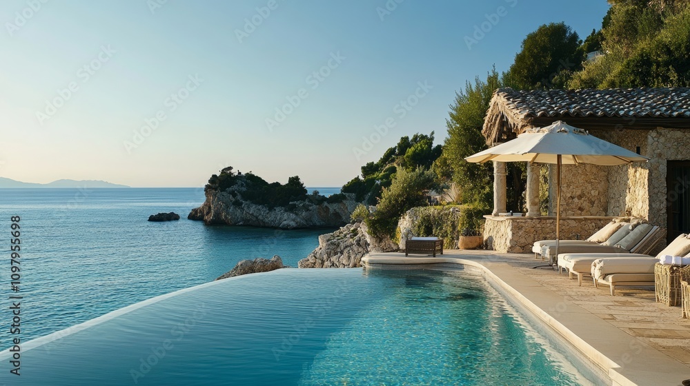 Fototapeta premium Luxury travel destinations with exclusive resorts by the beach