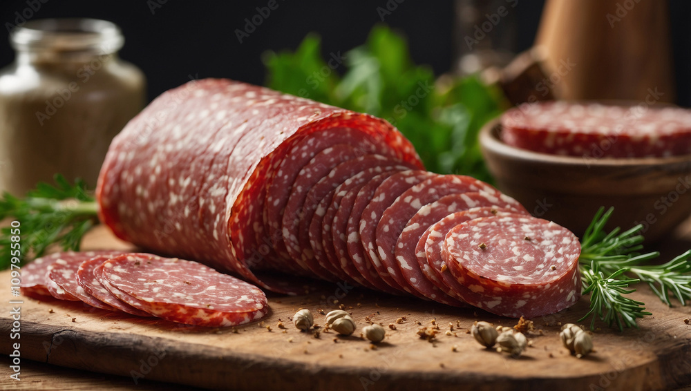 Hard Cured Salami Sausage Crafted from Fine Ingredients Hard Cured Salami Sausage Crafted from Fine Ingredients