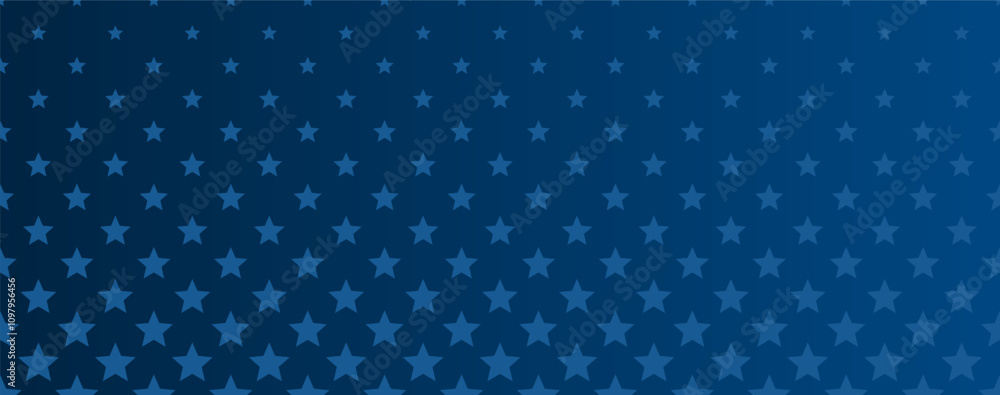 Halftone star pattern on blue gradient background template. America 4th of July Memorial or Independence day theme wallpaper.