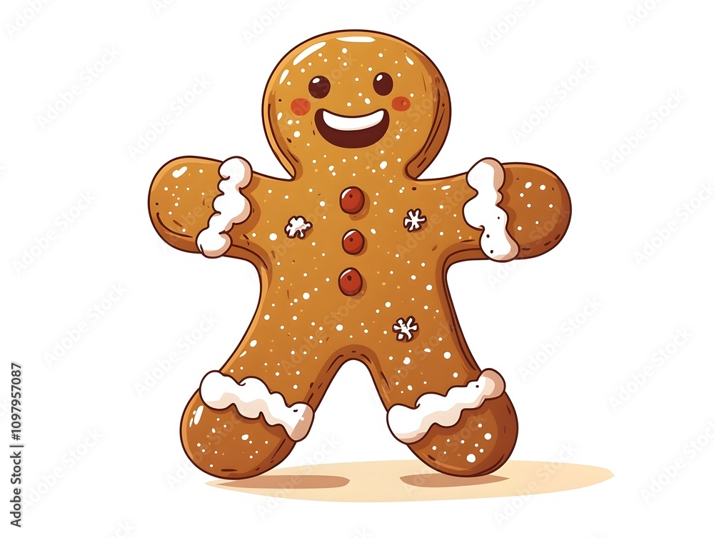 Obraz premium Smiling Christmas gingerbread man cookie cartoon character