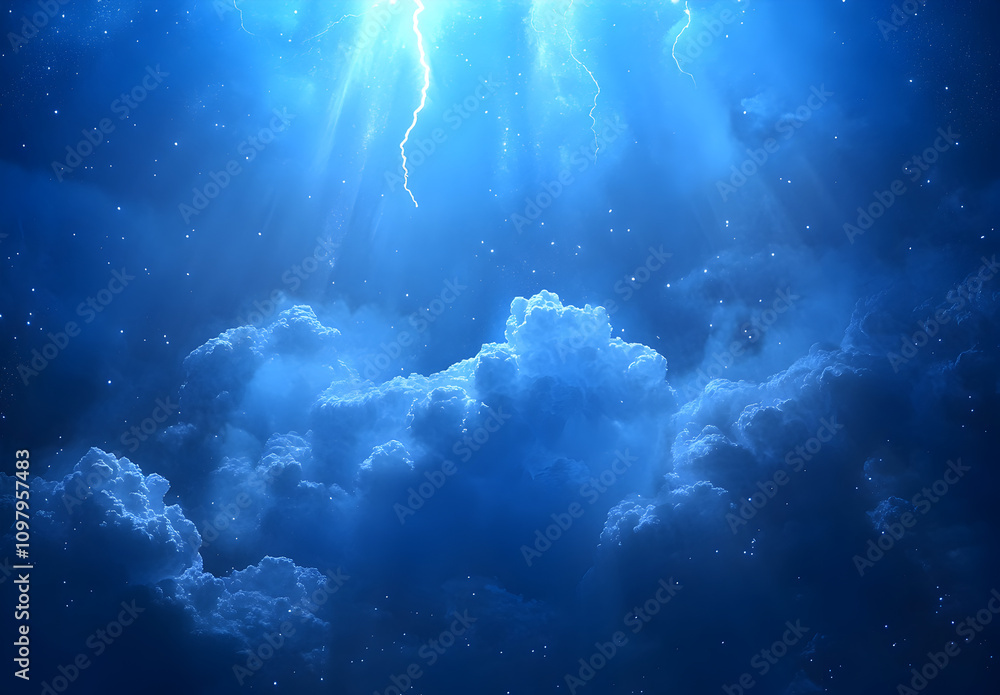 A dramatic sky with dark storm clouds and lightning, symbolizing the power of divine, torrential lightning. A dramatic sky with dark storm clouds and lightning, symbolizing the power of divine, torrential lightning.