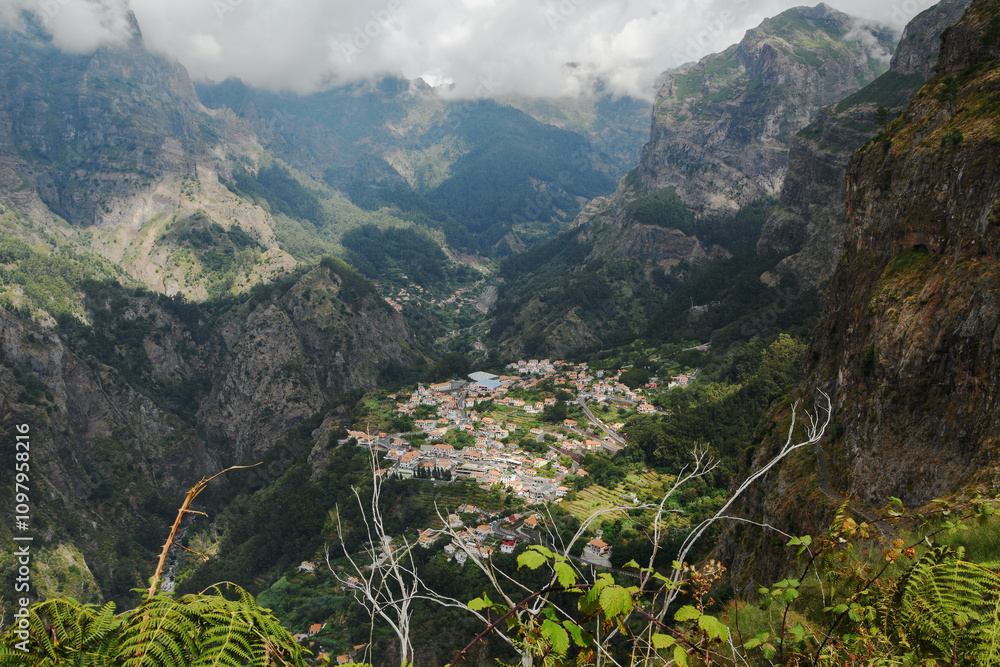view of Curral das Freiras from the Eira do Serrado Viewpoint (Madeira, Portugal)