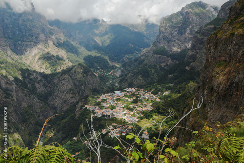 view of Curral das Freiras from the Eira do Serrado Viewpoint (Madeira, Portugal)