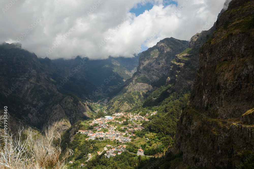 view of Curral das Freiras from the Eira do Serrado Viewpoint (Madeira, Portugal)