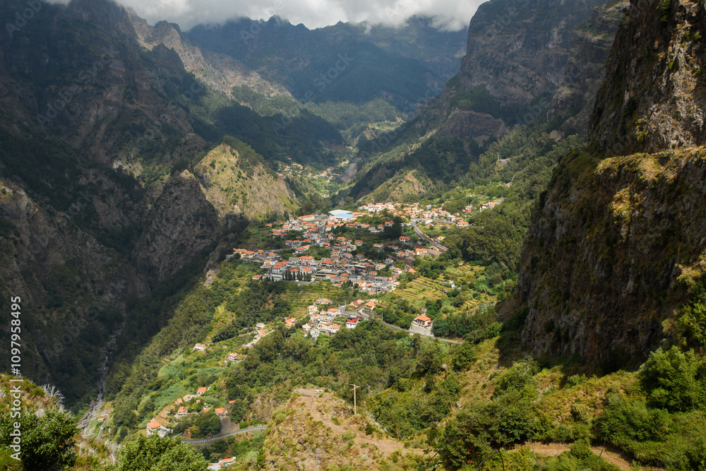 view of Curral das Freiras from the Eira do Serrado Viewpoint (Madeira, Portugal)