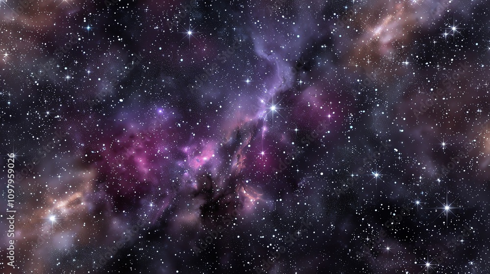 Naklejka premium A vast expanse of space with stars and a nebula.