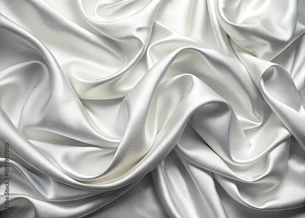 Obraz premium Elegant Minimalist White Silk Fabric Background with Wavy Satin Texture for Stunning Visuals, Photography, and Design Projects