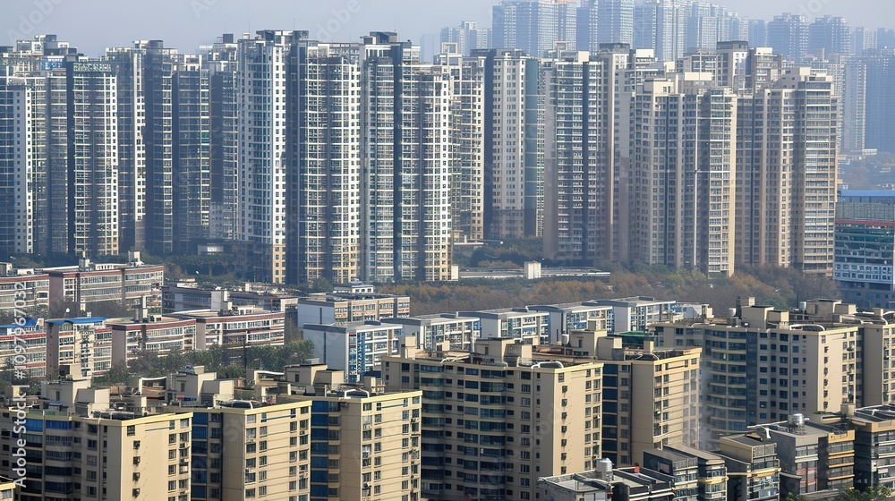 Fototapeta High_rise_buildings_and_towering_skyscrape