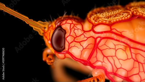 A detailed image of an insect s circulatory system, focusing on the tiny veins and capillaries photo