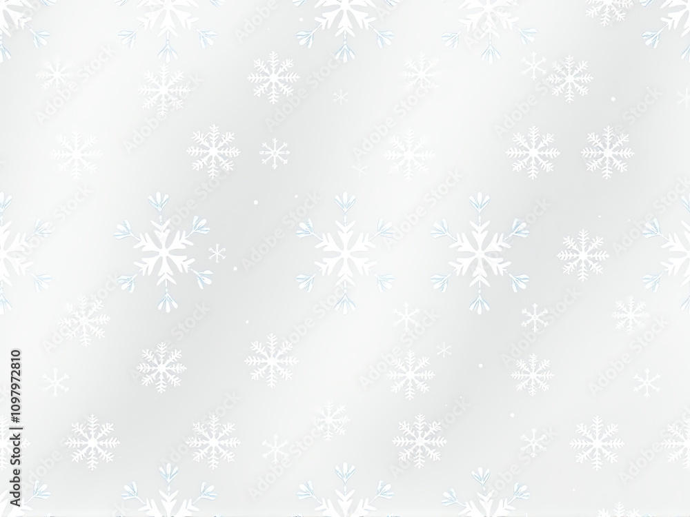 Snowflakes gently falling on a light gray background creating a serene winter atmosphere Snowflakes gently falling on a light gray background creating a serene winter atmosphere