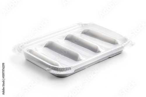 Wallpaper Mural Thermoformed tray packaging with a vacuum-sealed film isolated on a white background Torontodigital.ca