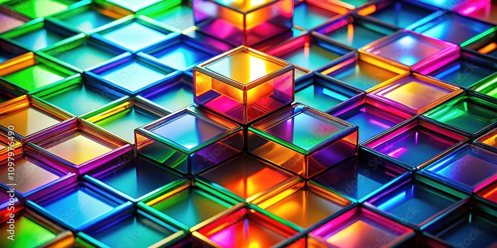 Abstract background with glowing colorful squares. Abstract background with glowing colorful squares.