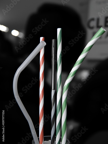 One in the crowd. Composition with bendy straws