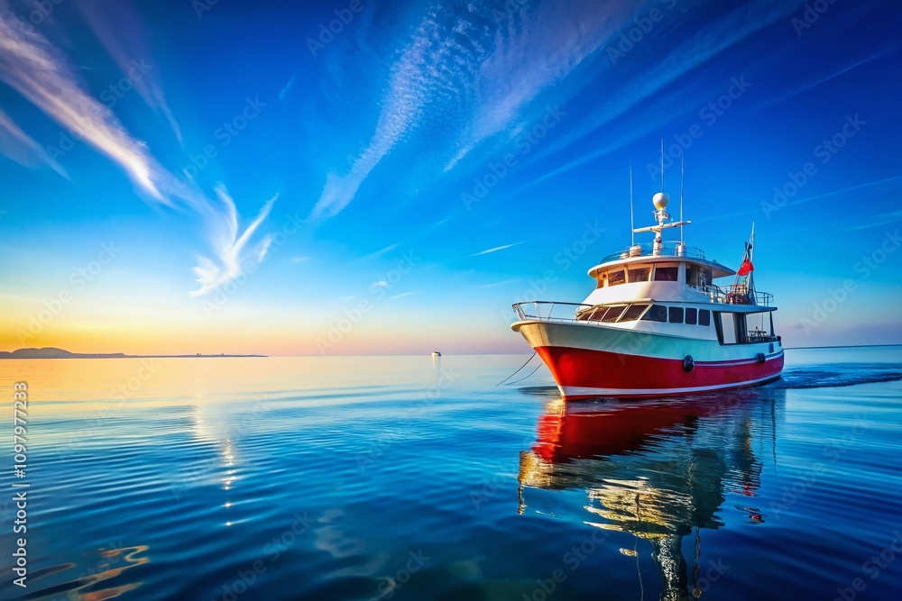 Stunning Marine Vessel Against a Serene Horizon with Copy Space for Text and Branding Opportunities, Ideal for Travel and Maritime Themed Projects Stunning Marine Vessel Against a Serene Horizon with Copy Space for Text and Branding Opportunities, Ideal for Travel and Maritime Themed Projects