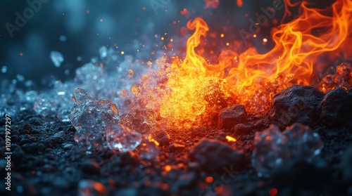 Fire and Ice Elemental Clash Background