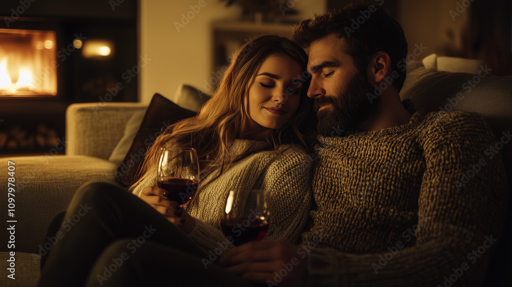 Cozy Couple in Modern Living Room Cozy Couple in Modern Living Room