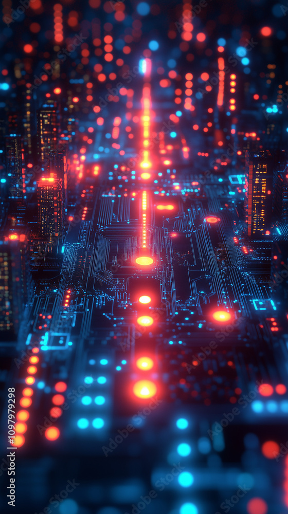 Futuristic Digital Circuit Glow Design Futuristic Digital Circuit Glow Design