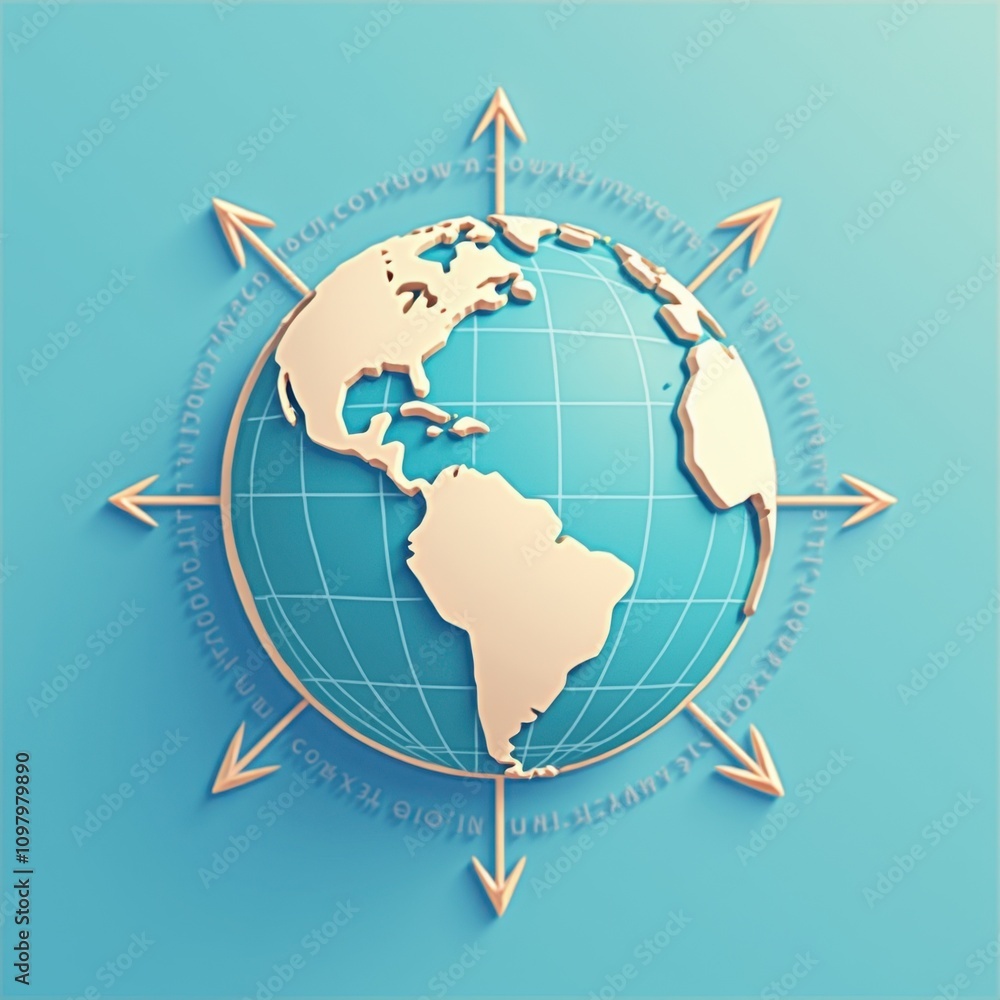 Naklejka premium Geometric Globe Icon with Longitude and Latitude Lines