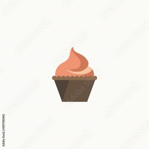 Minimalist Cupcake Icon with Swirled Frosting