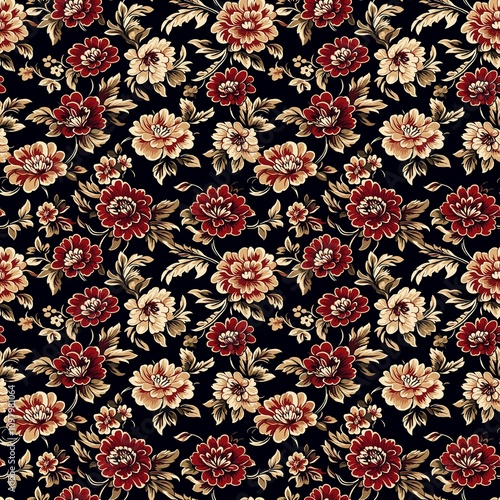 vintage carpet flower pattern photo